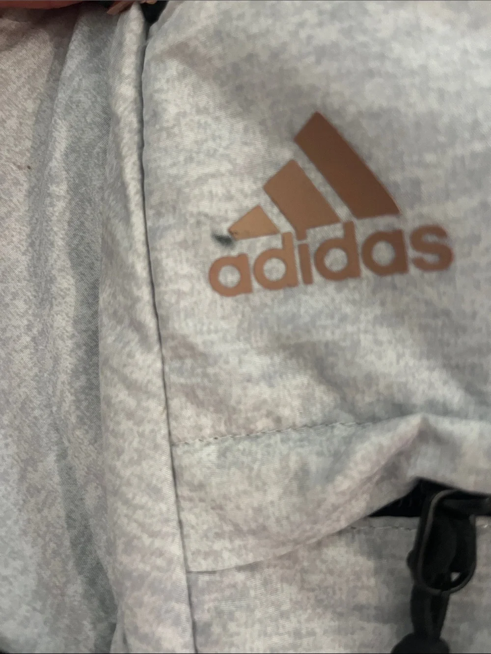 adidas Light Gray Backpack with Rose Gold Stripes